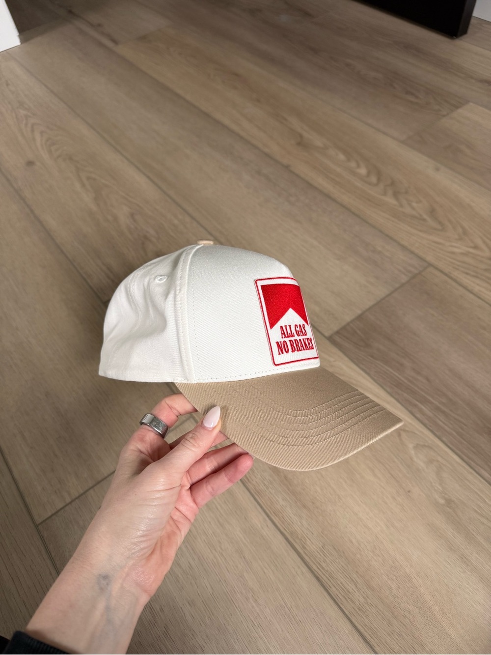 Rustler Two-Tone White and Tan Patch Baseball Cap
